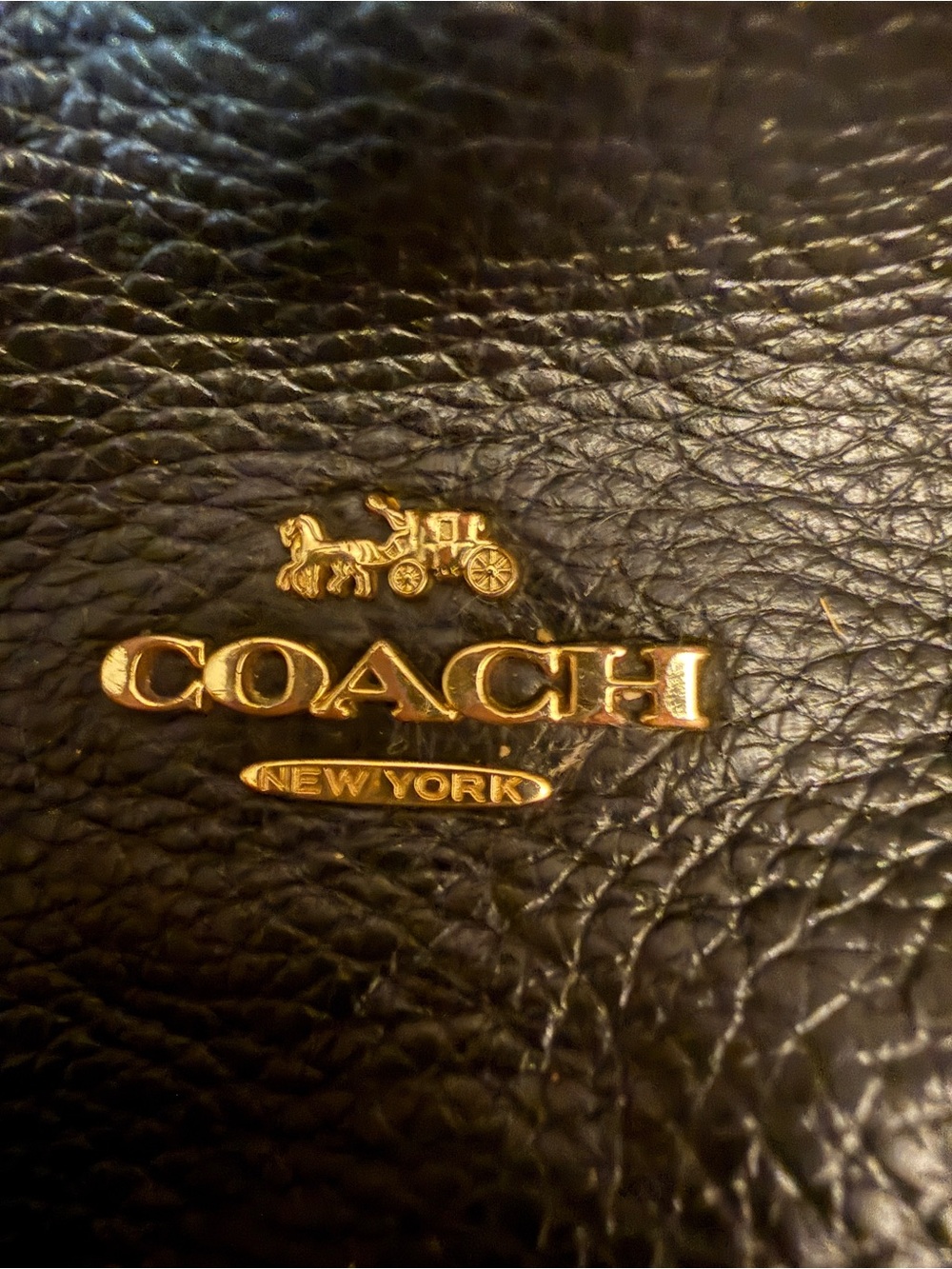Coach Elle Black Pebbled Leather Tote with Gold Chain Straps - Picture 14 of 16